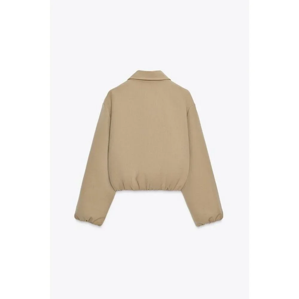 ZARA PUFF-SLEEVE BOMBER JACKET - Picture 7 of 8
